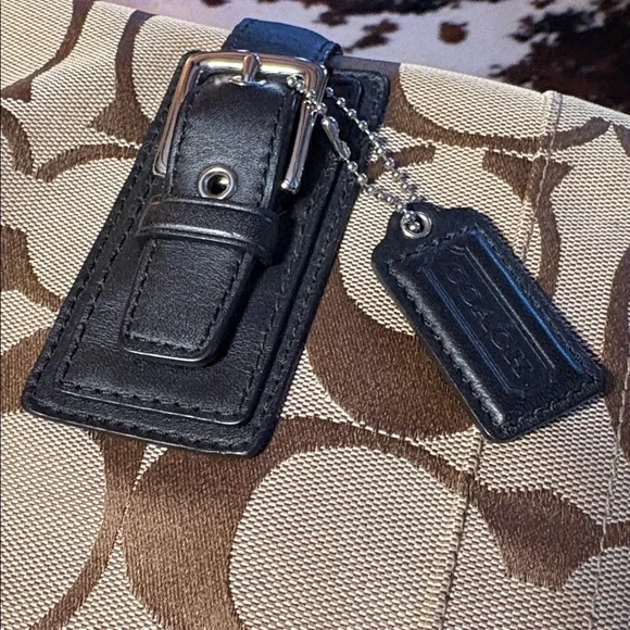 Coach Signature Canvas Shoulder Bag - Black and Tan - Picture 2 of 8